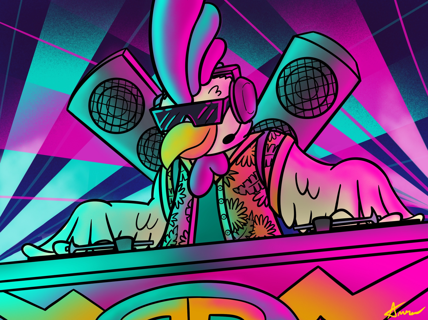 An image of a chicken DJ